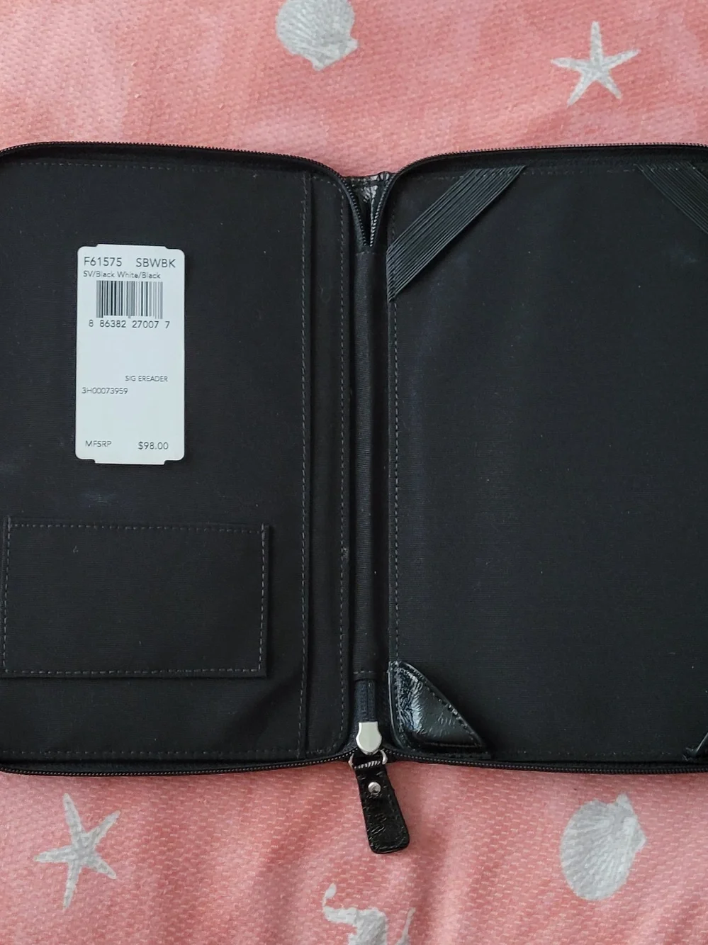 Coach Signature Zip Around Ereader Case.  8.5 × 6 In